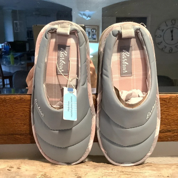 NIB Barbour “Scottie” Gray and Pink Quilted Slip On Size 5 Womens - Picture 9 of 12